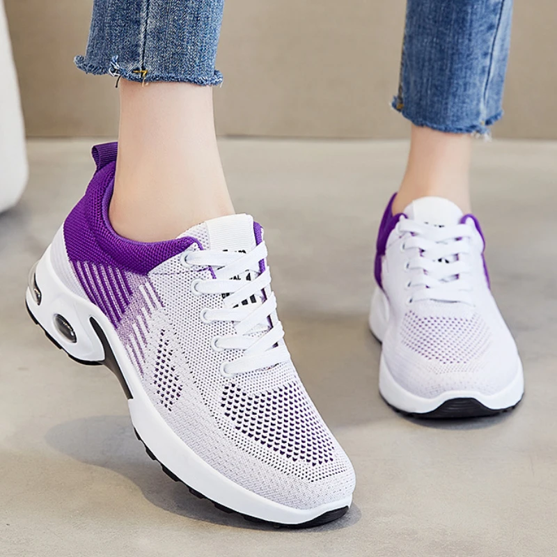 Trendy Sports Shoes 2024 New Mesh Breathable Color Blocking Casual Comfortable Anti Slip Vulcanized Shoes Platform Sneakers