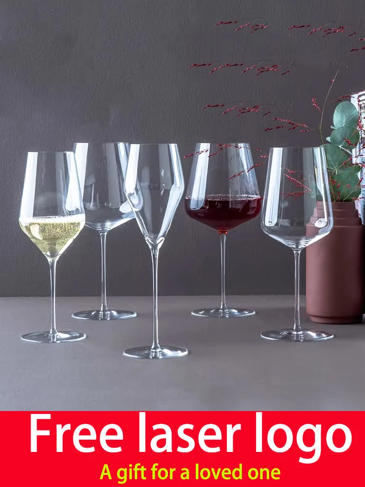 

Handmade ultra-thin Burgundy wine glass supports customized laser logo Bordeaux red wine glass gift 2PC