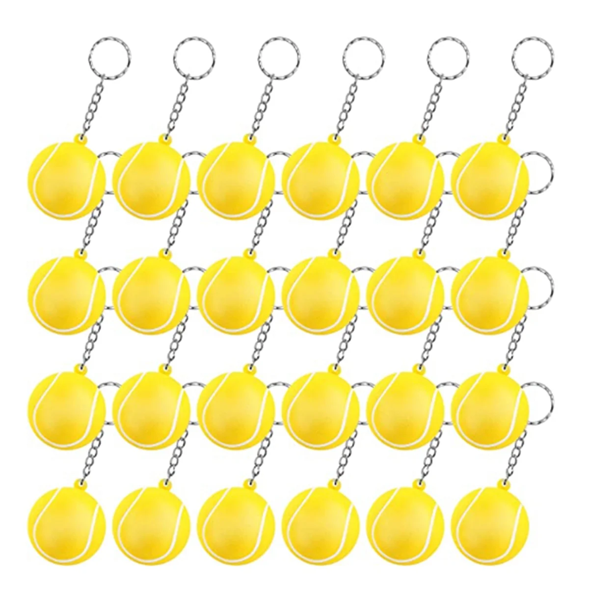 24 Pack Tennis Ball Keychains,Mini Tennis Stress Ball Keychains,Sports Ball Keychains,Carnival Reward for Boy Girls Kids