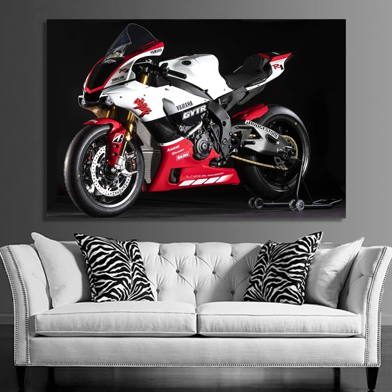 Superbike Yamahas YZF R1 GYTR 20th Anniversary Picture Posters and Prints Modern Wall Art Canvas Painting for Living Room Decor