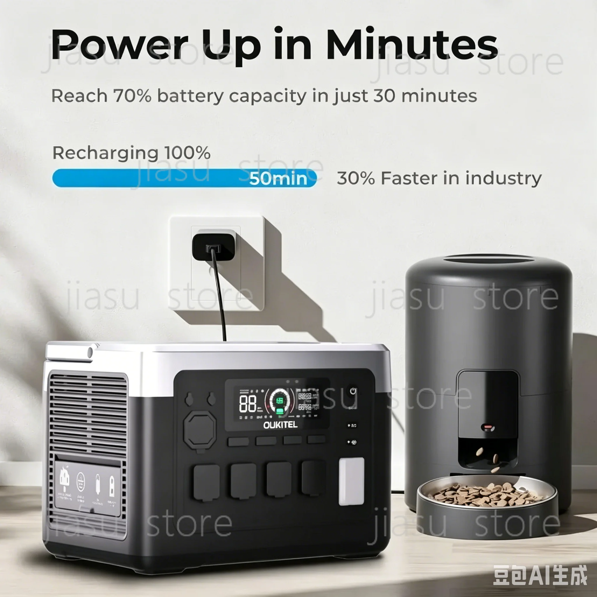 1800W Solar Generator Lifepo4 Battery Home Outdoor Emergency Portable Power Station With Wireless Charging