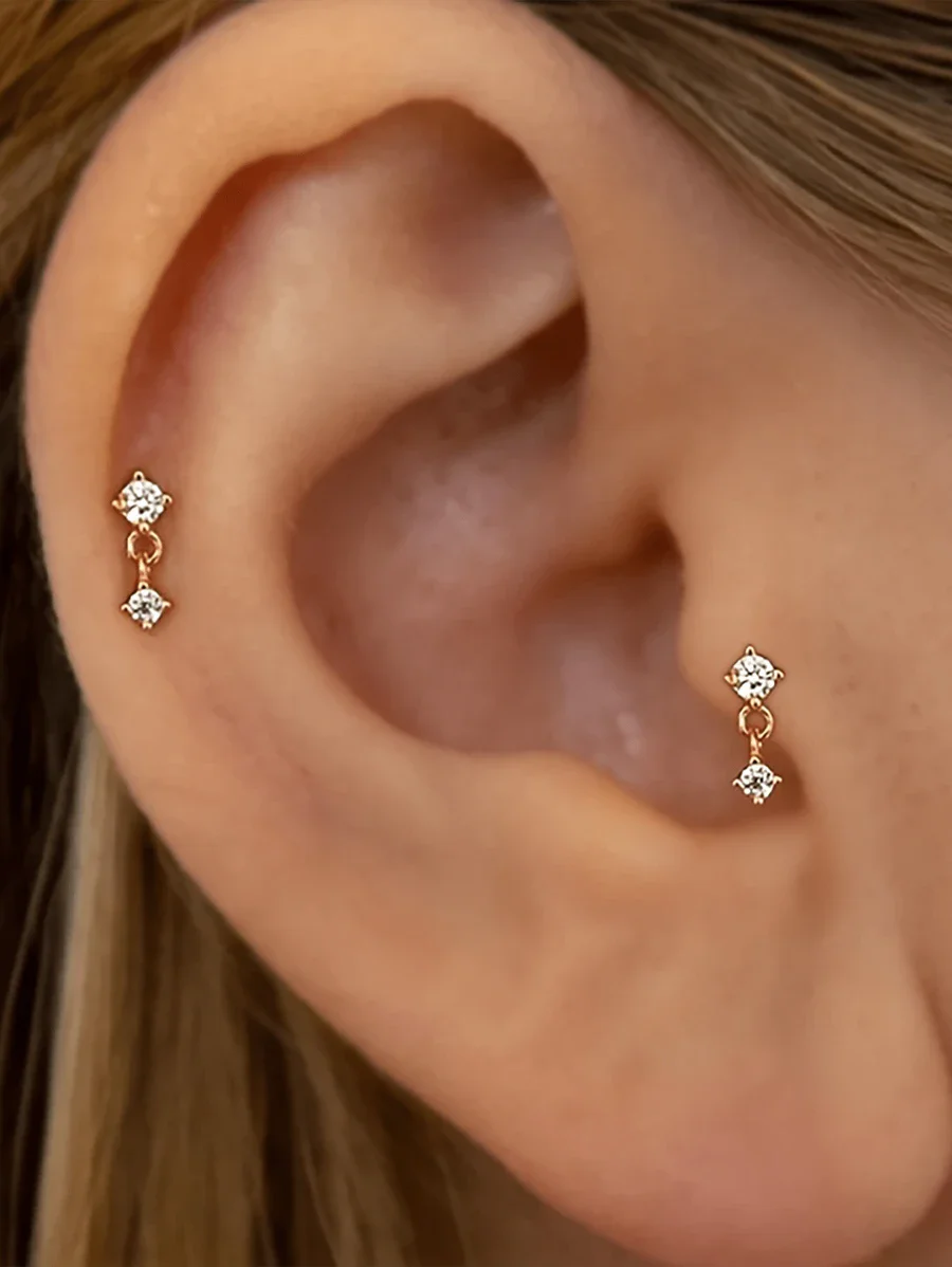 CANNER 1 Pair 925 Sterling Silver Flat Four Clawed Zircon Stud Earrings For Women Ins Ear Bone Nail Fine Jewelry Party Gift
