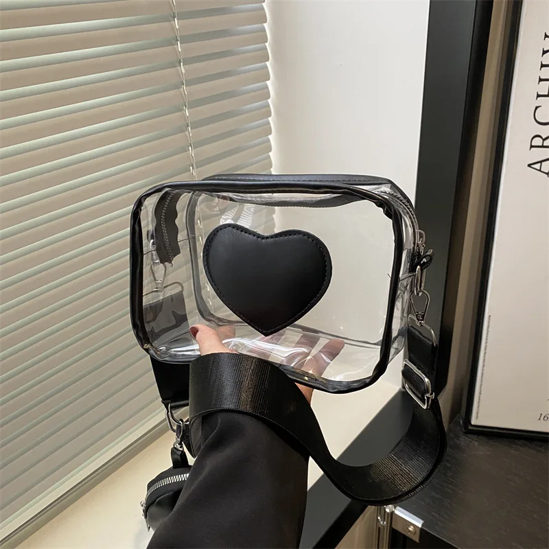 

Новая женская сумка из ПВХ с широким плечевым ремнем, повседневная и простая маленькая свежая прозрачная желейная сумка, сумки через плечо на одно плечо