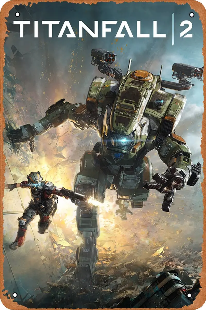 Titanfall 2 Poster Video Game Tin Metal Sign Vintage Wall Art Decoration 12x8 inch