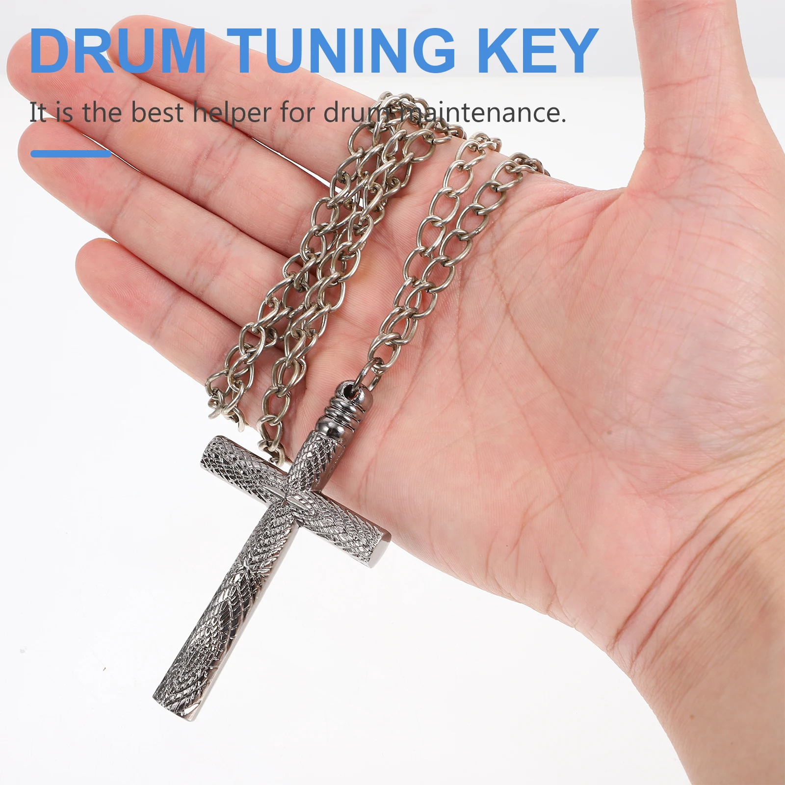 

Drum Key Wrench Tool for Drummer Necklace Silver Steel Lightweight Portable Percussion Tuner Adjustment Jazz Drum Square Wrench