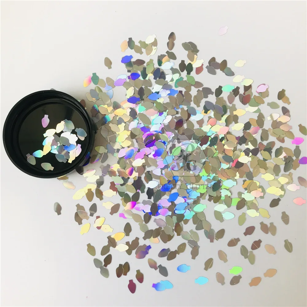 PrettyG 6MM Christmas Bulb Light Shape Glitter Sequin Holographic Laser Glitter Supplies For Epoxy Resin Nail Art DIY Decoration