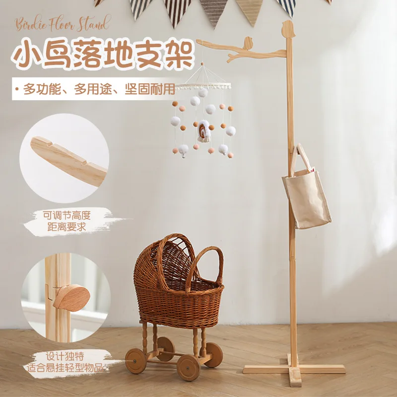 

Adjustable Wooden Floor Stand for Baby Crib Mobiles Sturdy Bird-Shaped Hanger for Newborn Nursery Decor and Toys