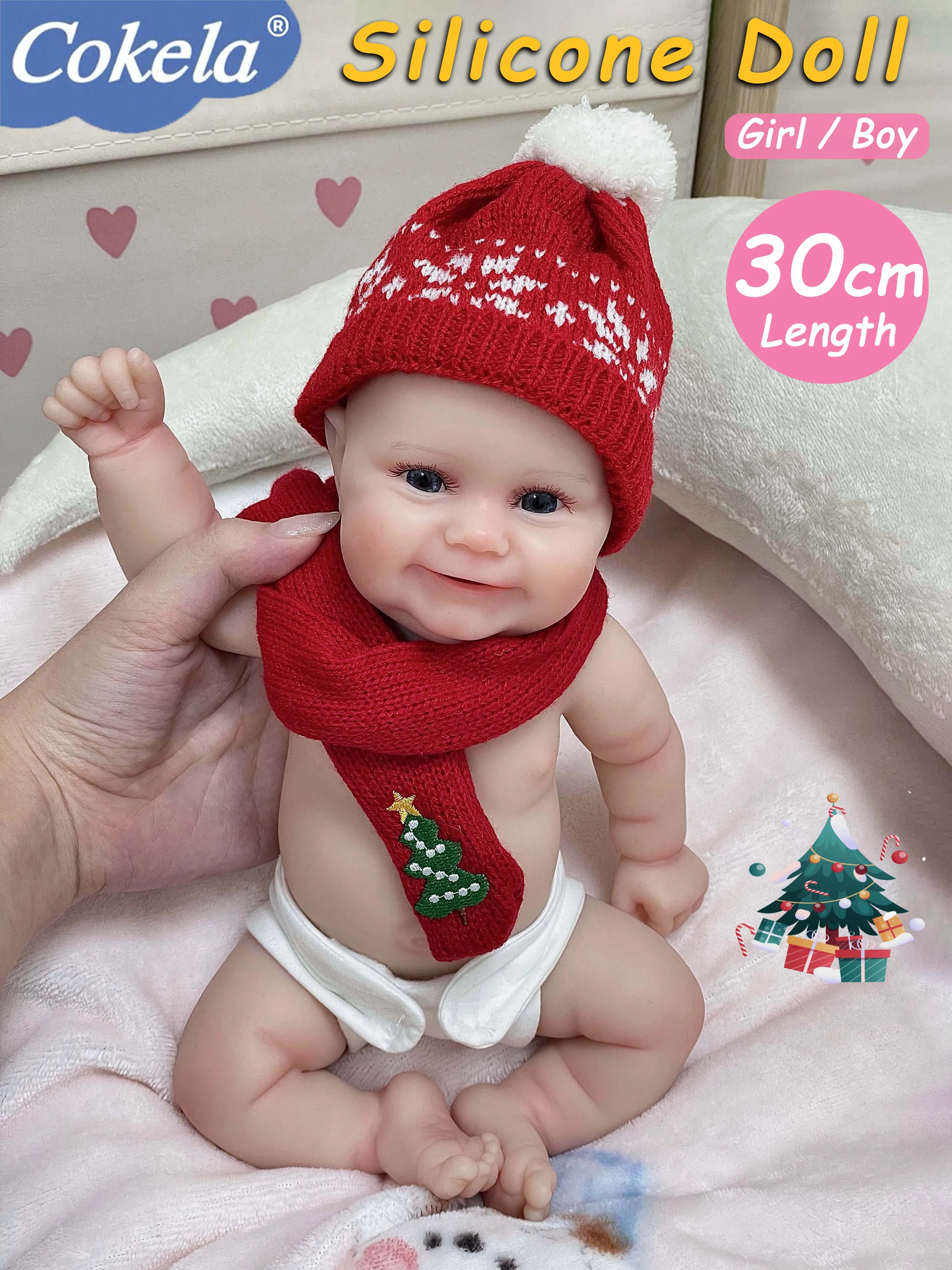 

Cokela 30cm Realistic Silicone Newborn Reborn Baby Solid Silicone Doll Real Soft Touch Cute Silicone Doll Toy Gifts