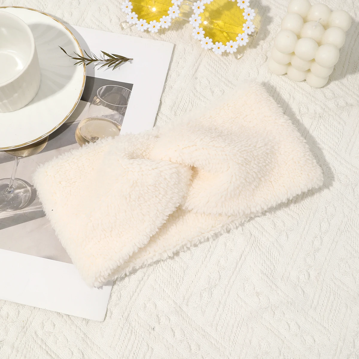 1pc fascia per capelli con nodo incrociato lavorato a maglia per donna autunno inverno fasce elastiche per capelli accessori per capelli da donna copricapo fasce per capelli alla moda