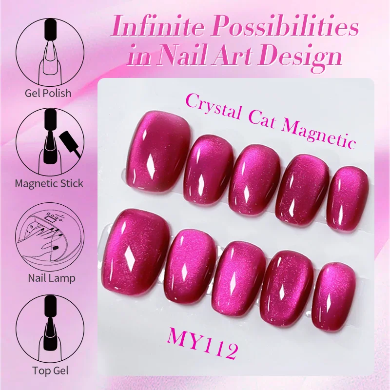 BORN PRETTY Rose Red Cat Magnetic Gel Nail Polish Amber Pink Nail Gel for Nail Art Design Manicure Salon DIY At Home 10ML