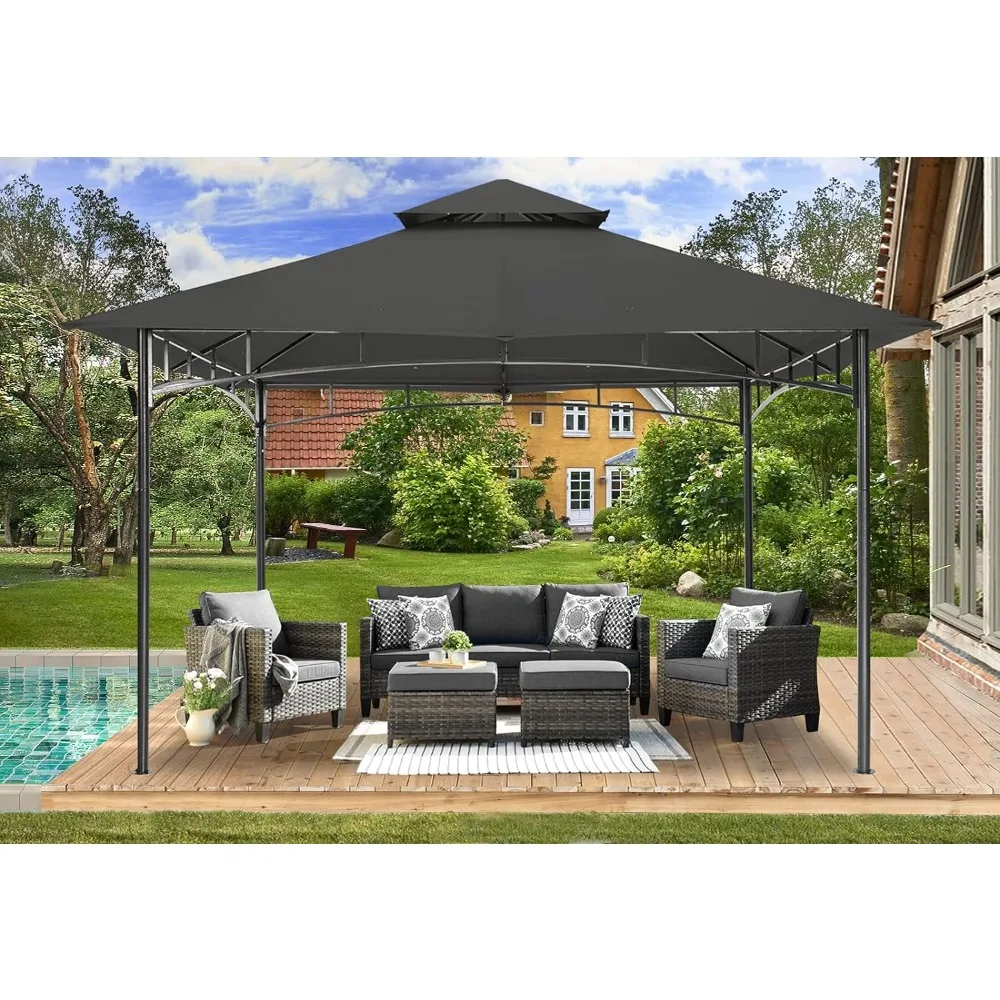 

Outdoor Terrace Awning Outdoor Garden Gazebo for Patios with Stable Steel Frame(11x11 Dark Gray) Canopy Tent Waterproof Decor