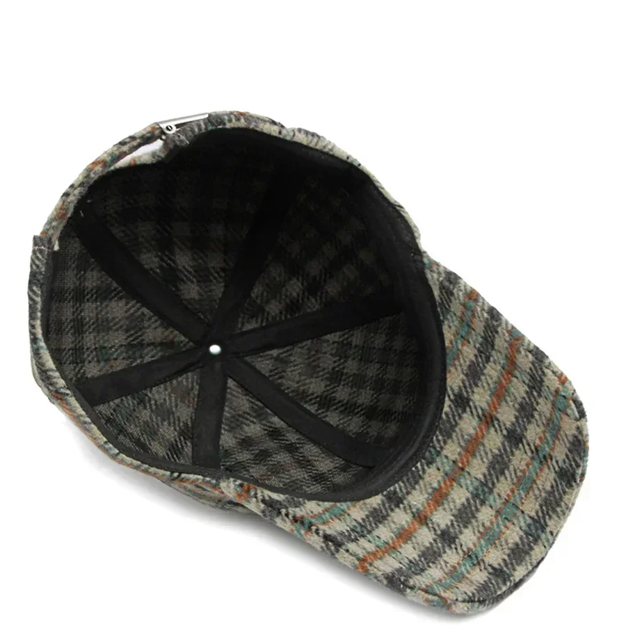 Wełniana czapka z daszkiem w kratkę Truckers Hat Outdoor Winter Structured Plaid Checked Print dla mężczyzn Kobiety Utrzymuj ciepło Gruby