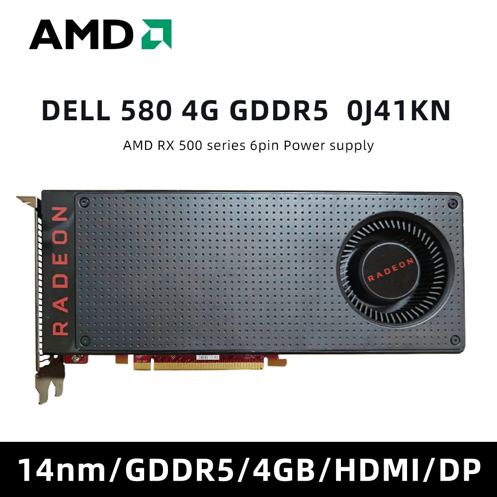 DELL  AMD Radeon 580 4G GDDR5 Graphics Card PCIe 3.0 Dual Slot GPU 0J41KN