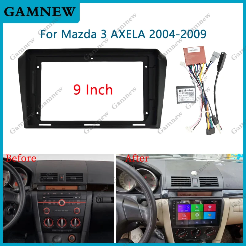 9 Inch Car Frame Fascia Adapter Canbus Box Android Radio Audio Dash Fiting Panel Kit For Mazda 3 AXELA 2004-2009