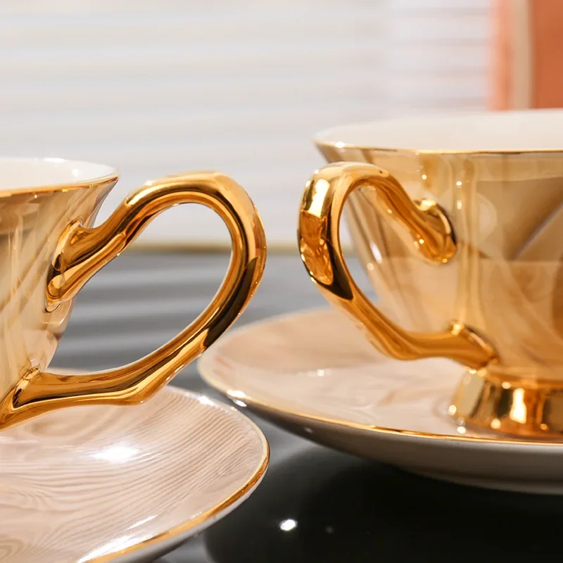 Exquisite Souvenir Bone China Coffee Cup Saucer Set Creative Water Cup Tea European Style High-Value Tea  Set Gift