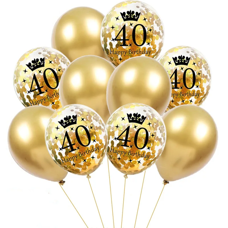 10pcs 30 40 50 Years Old Birthday Party Balloon 12inch Confetti Ballon Latex Balloon Anniversary Adult Birthday Party Decoration