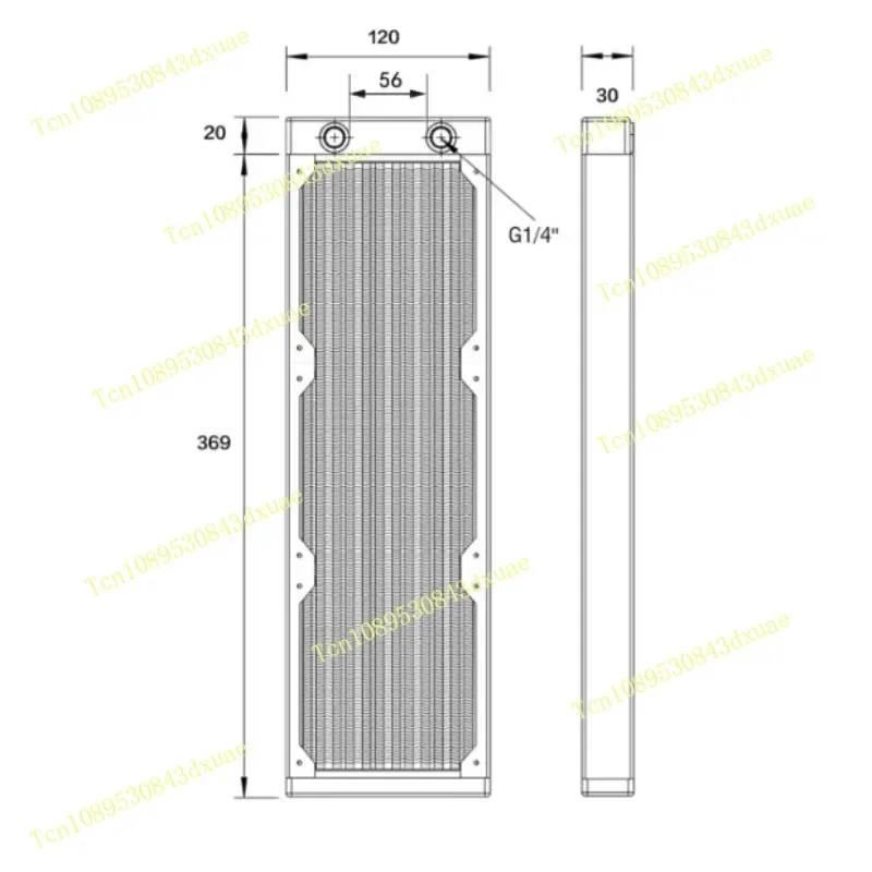 360mm 30mm Copper Radiator for CPU Water Cooling, High End Split Liquid Cooler Heat Exchanger