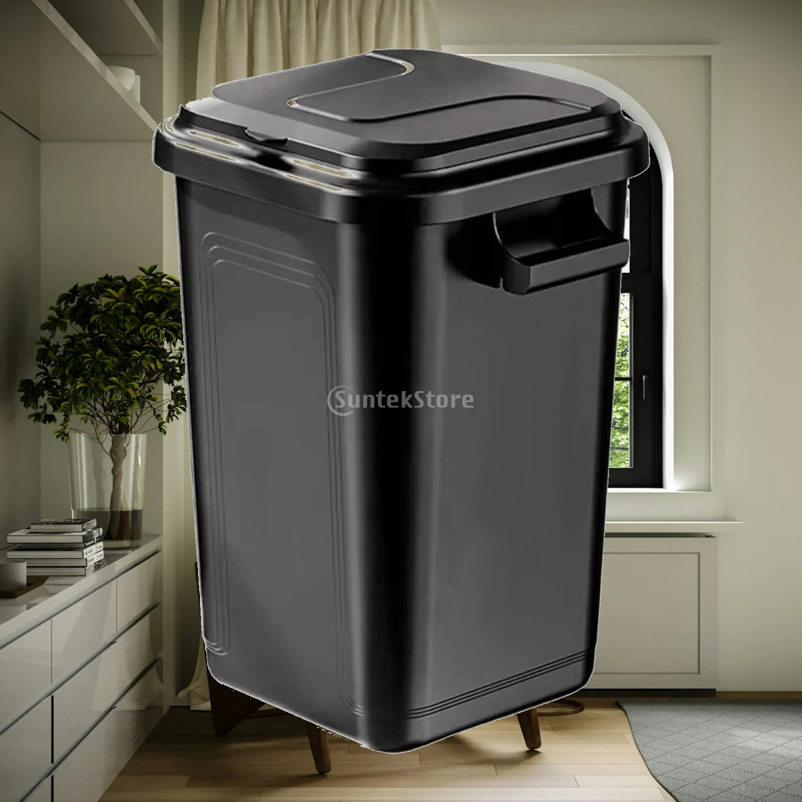 

Multi-functional Plastic Trash Basket Stylish Ergonomic Garbage Bin for Bathroom Bedroom Kitchen Workspace
