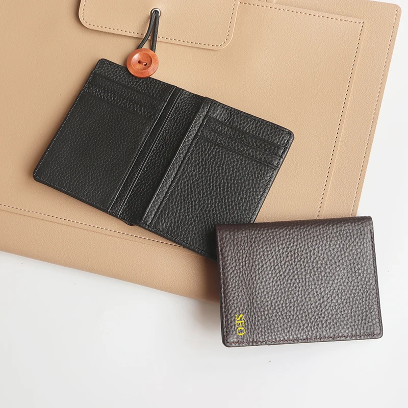 Porte-cartes en cuir véritable pour hommes, nom personnalisé, grande capacité, portefeuille d'affaires, mince, luxe, vintage, sac à cartes avec initiales gravées