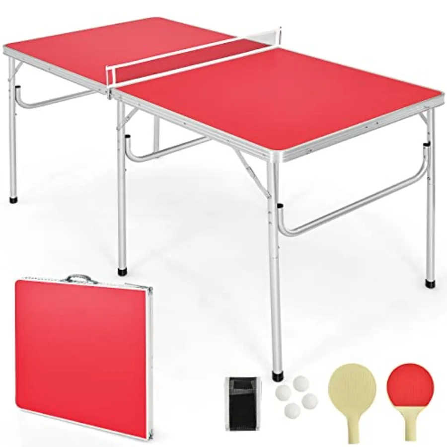 

Foldable Ping Pong Table 100 Preassembled Table Tennis Table with Net 2 Paddles Ping Pong Balls Portable Table Tennis Game Set