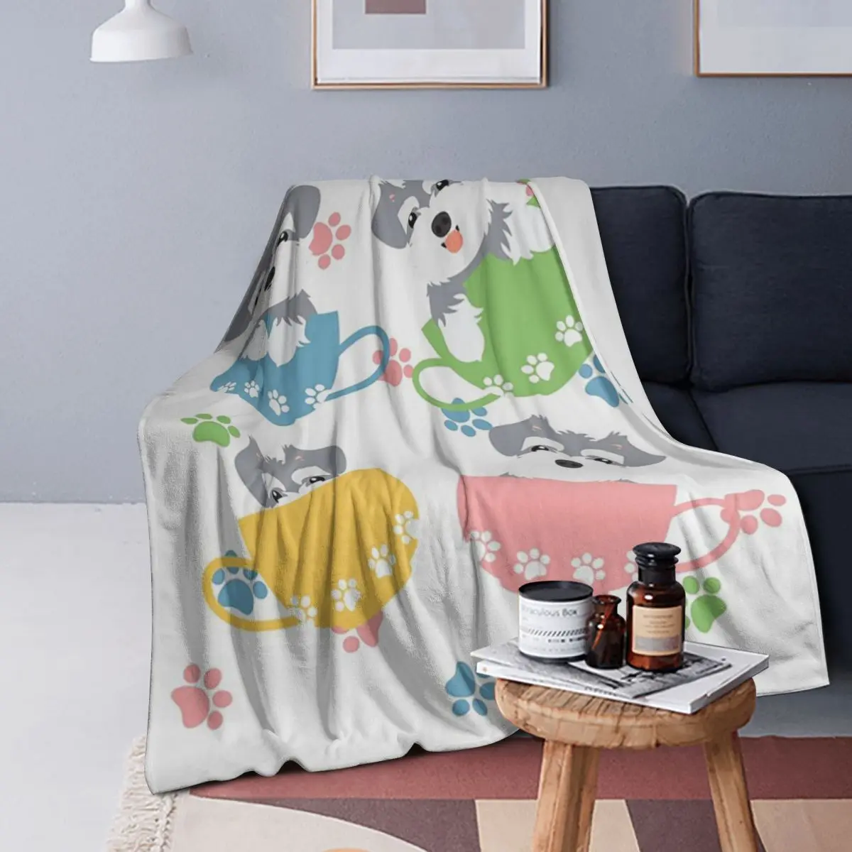 

Милые чайные чашки, миниатюрные одеяла для щенков шнауцеров, мягкое теплое фланелевое одеяло, плюшевое одеяло для кровати, гостиной, пикника, путешествия, дома