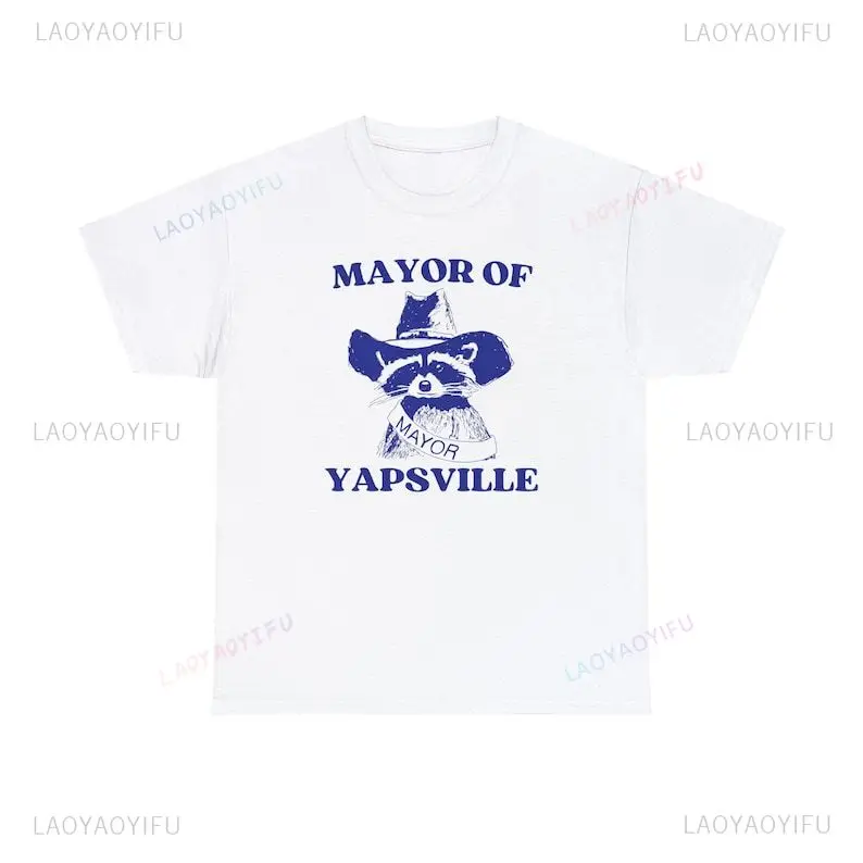 Black Humor Mayor of Yapsville Procyon Lotor Printed T-shirt Woman Man Summer High Quality Cotton T Shirts Outdoors Casual Tees