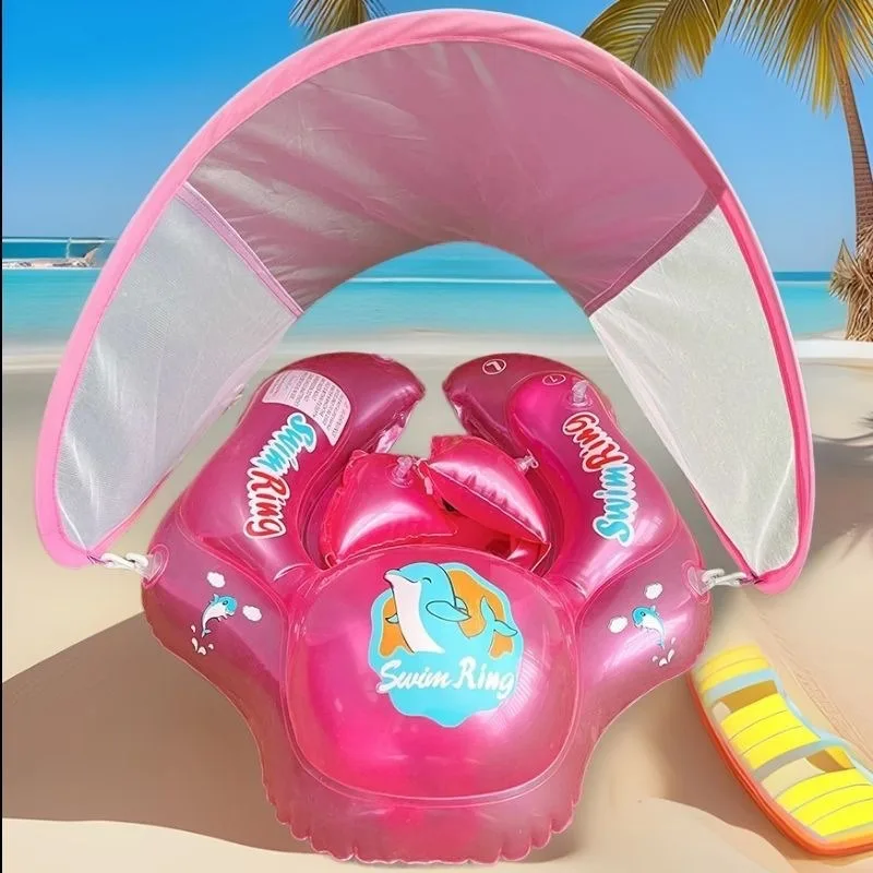 

Baby Swimming Float With Canopy Inflatable Infant Swim Ring PVC Sunshade Swimming Circle Water Play Sun Protection Lifebuoy