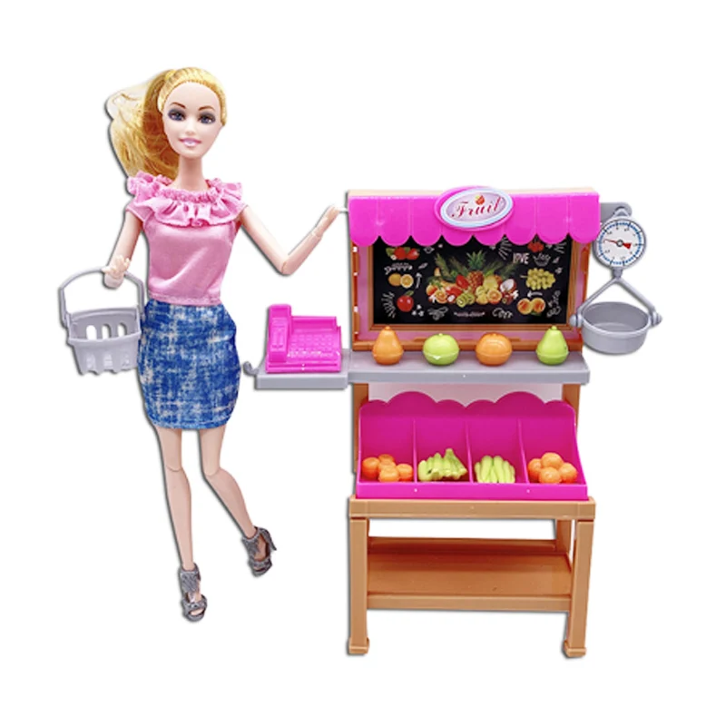 Fashion Lifestyle 11.5 pollici Princess Doll Mall Shopping Playset con accessori per cestini di cibo per frutta per giocattoli Barbie per ragazze