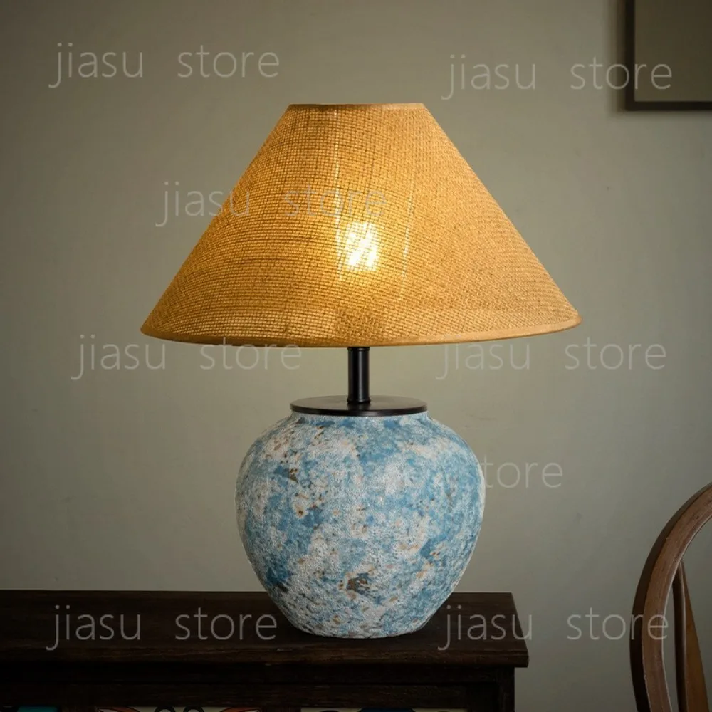 sabi wind ceramic table lamp New Chinese-style designer American-style homestay hotel living room bedroom bedside lamp