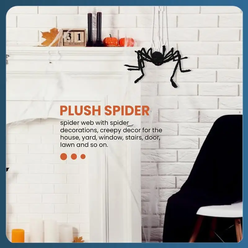 

Y22A-Outdoor Halloween Decorations 200Inch Spider Web And 49Inch Giant Spider Outdoor Halloween Decor Yard Party Supplies