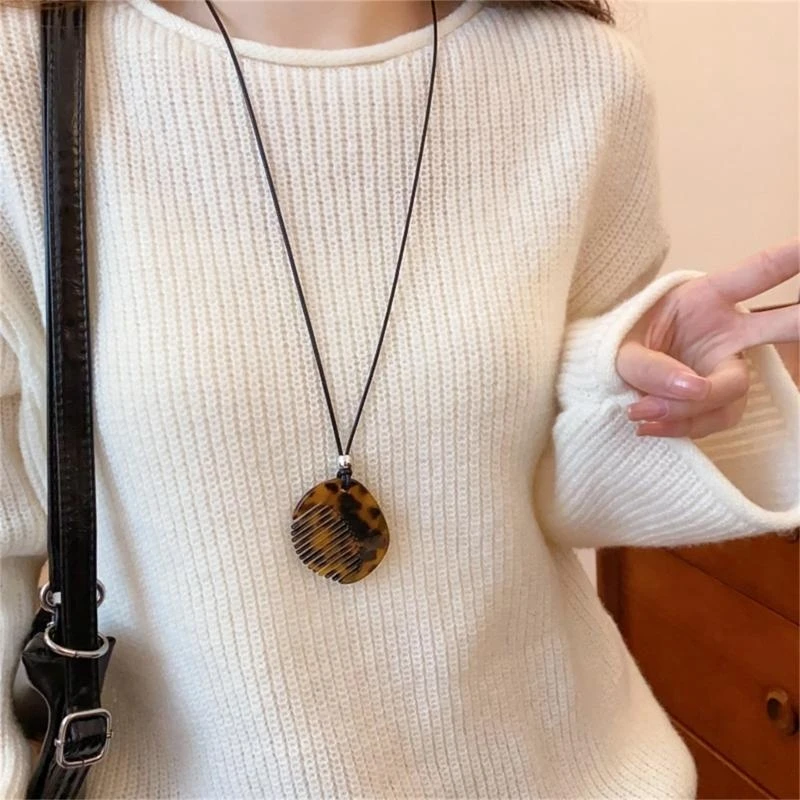 

J78F Универсальное колье-свитер из ацетата с гребешком для современных модниц