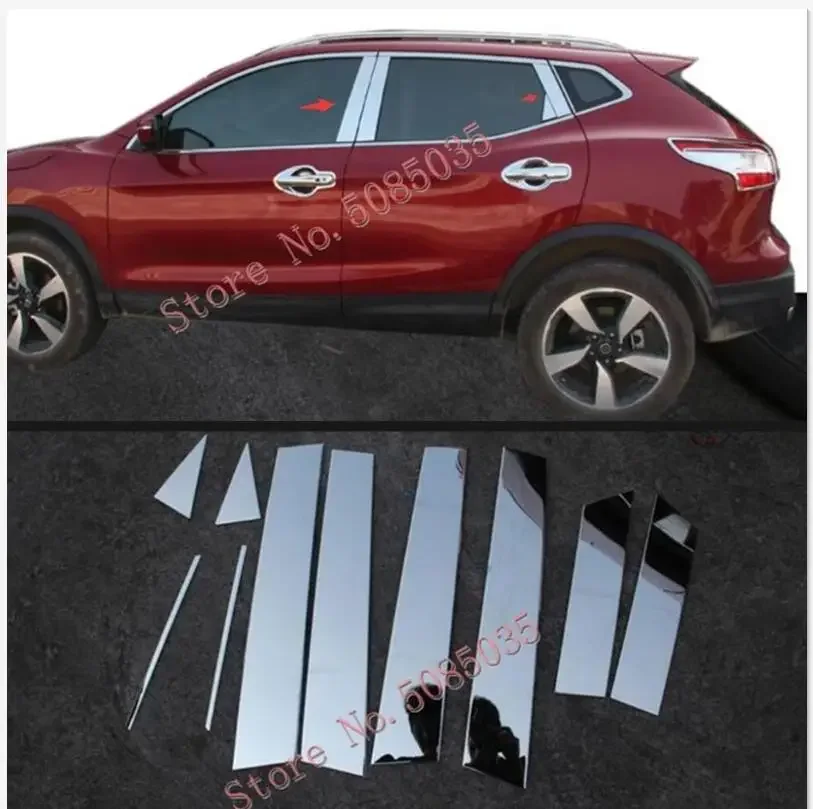 

New Stainless Steel Car Window B-pillars Molding Trim Car Styling Stickers For Nissan qashqai j11 2017 2018 Accessories 10pcs