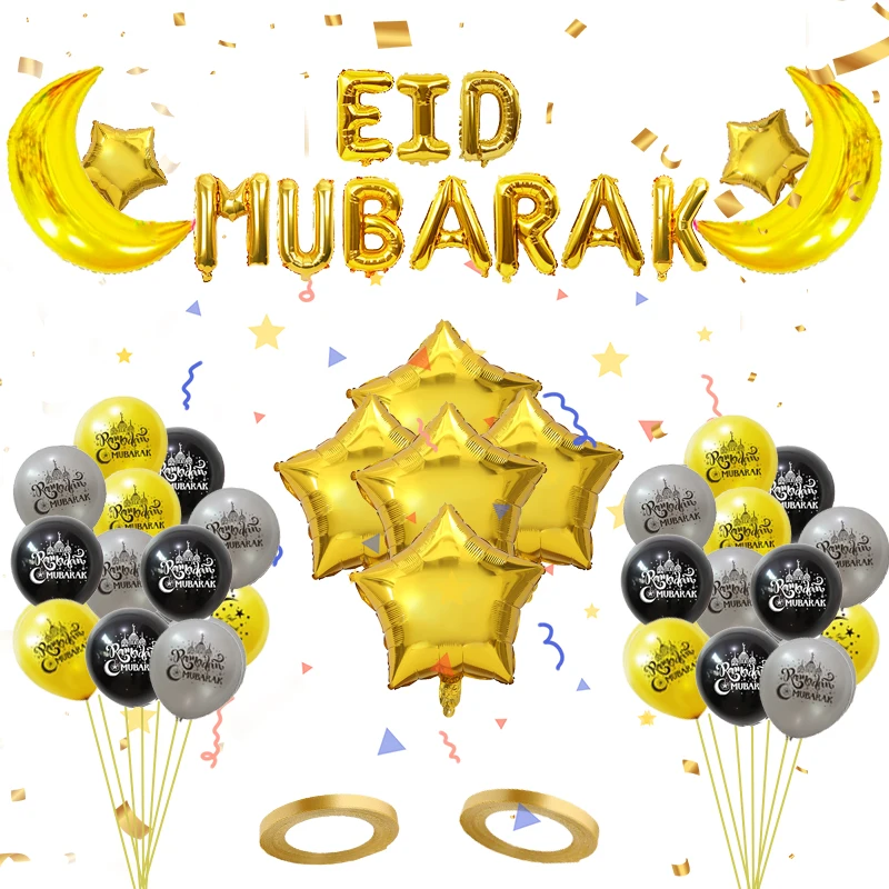 Eid Mubarak Ballonnen Eid Ballonnen Voor Eid Decoraties Thuis Eid Mubarak Banner Moon Star Ballonnen Voor Eid Al Fitr Eid decoraties