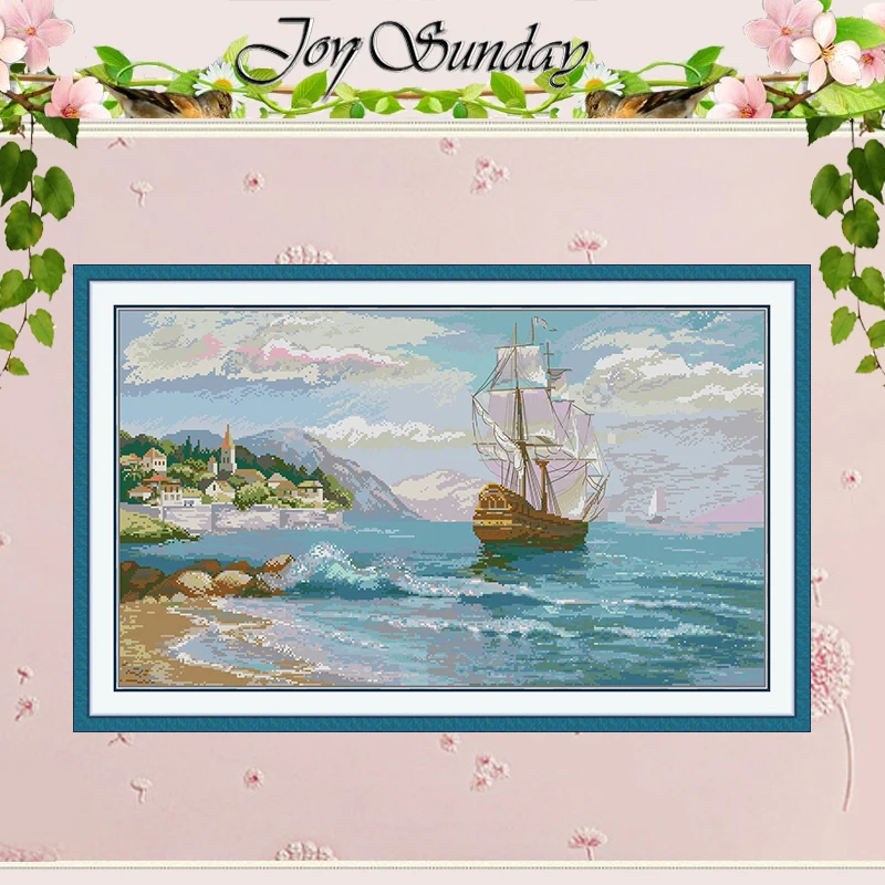

Set Sail Patterns Counted Cross Stitch Set DIY 11CT 14CT 16CT HD Stamped DMC Cross-stitch Kit Embroidery Needlework Crafts