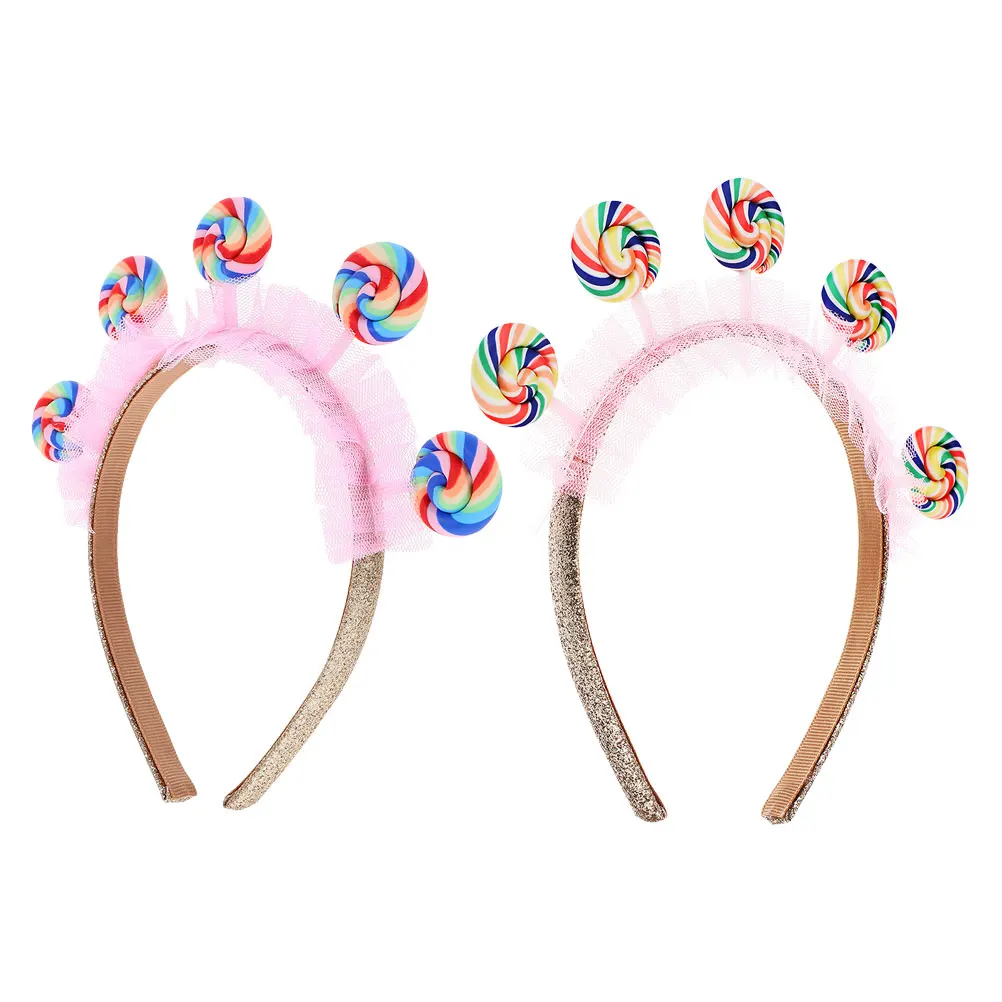 

2pcs Lollipop Headband for Girls Kids Style Party Hair Accessories Creative Cartoon Hoops Elastic Toddler Girl