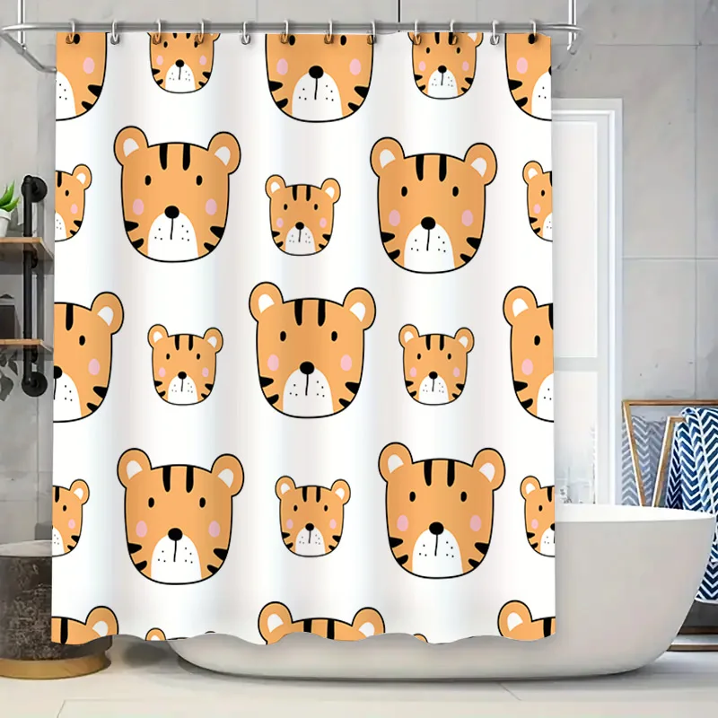 Cute Cartoon Tiger Pattern Shower Curtain for Bathroom Decoration Home Textiles on.com