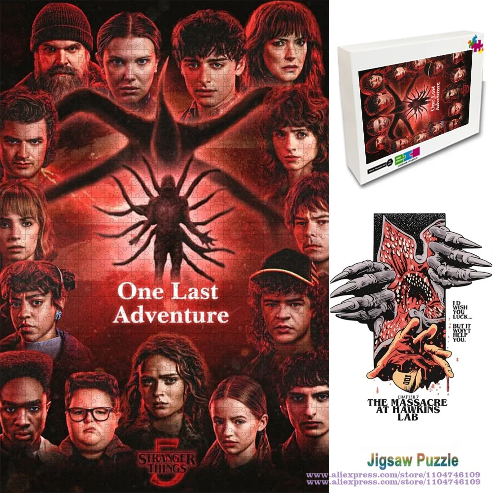 

Stranger Things Puzzle Jigsaw Unisex Gift with Printed Colorful Box 108/200/300/500/1000/1500Pcs Intelligence Puzzles for Kids