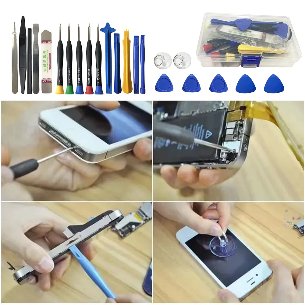 Herramientas de reparación de teléfonos móviles 22 en 1, juego de destornilladores de apertura de palanca, desmontaje de ordenador portátil para iPhone