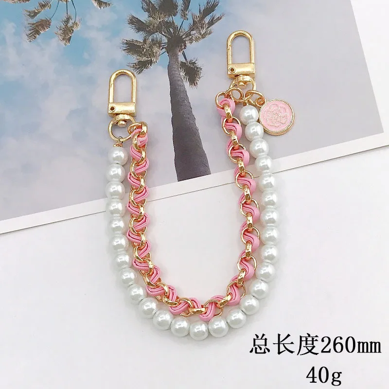 Vintage Pearl Bag Strap For Handbag Double Layer Chain Pearl Phone Lanyard Exquisite DIY Purse Replacement Handles Bag Accessory