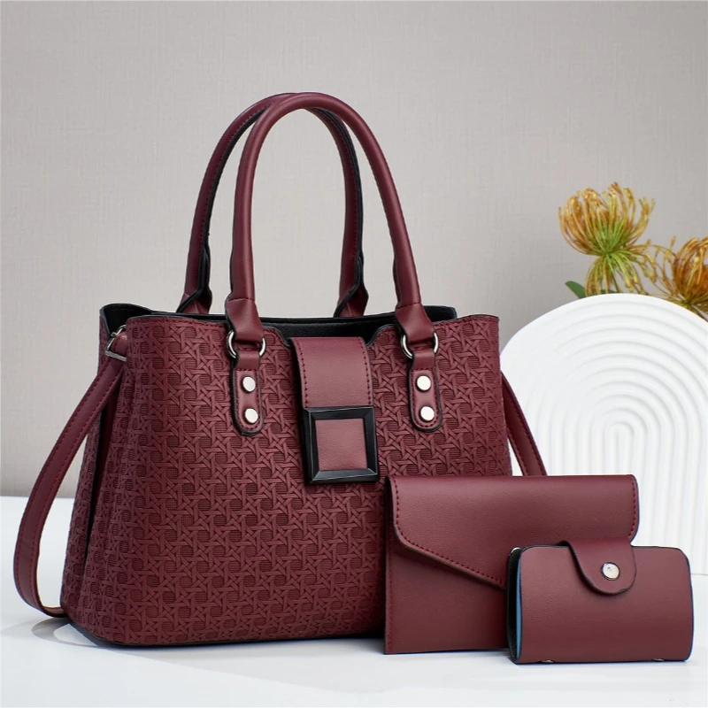 3 Piece Set Vintage Ladies Tote Handag High-quality Leather Handbags Designer Casual Women Shoulder Crossbody Bags for Sac