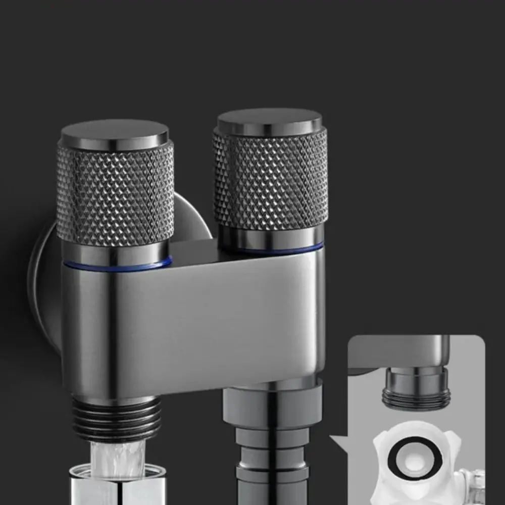 New Alloy Washing Machine Faucet 1 In Two Out Triangle Valve Kitchen Sink Faucet G1/2 Double Control Valve Kitchen