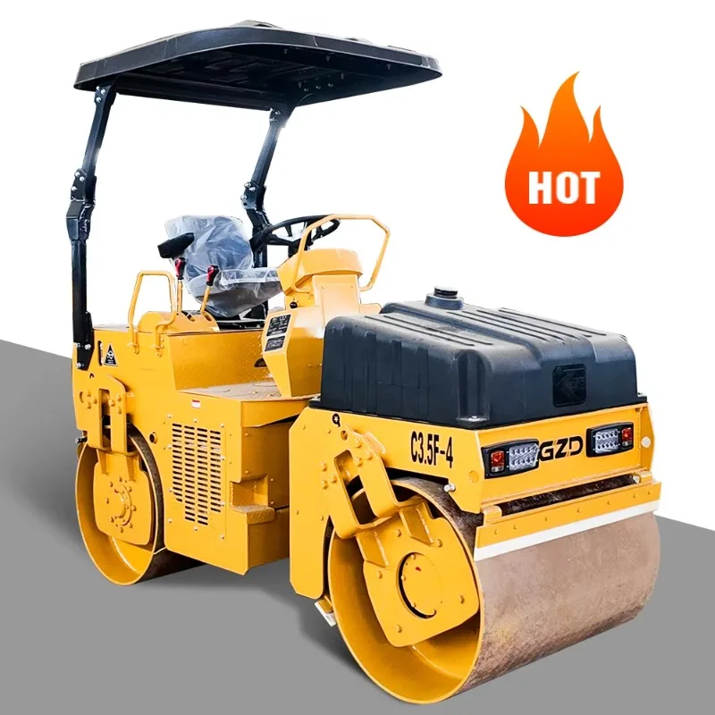 Road Asphalt Paving 3.5 Ton Diesel Ride-On Double Drum Roller Durable Vibrating Compactor Machine