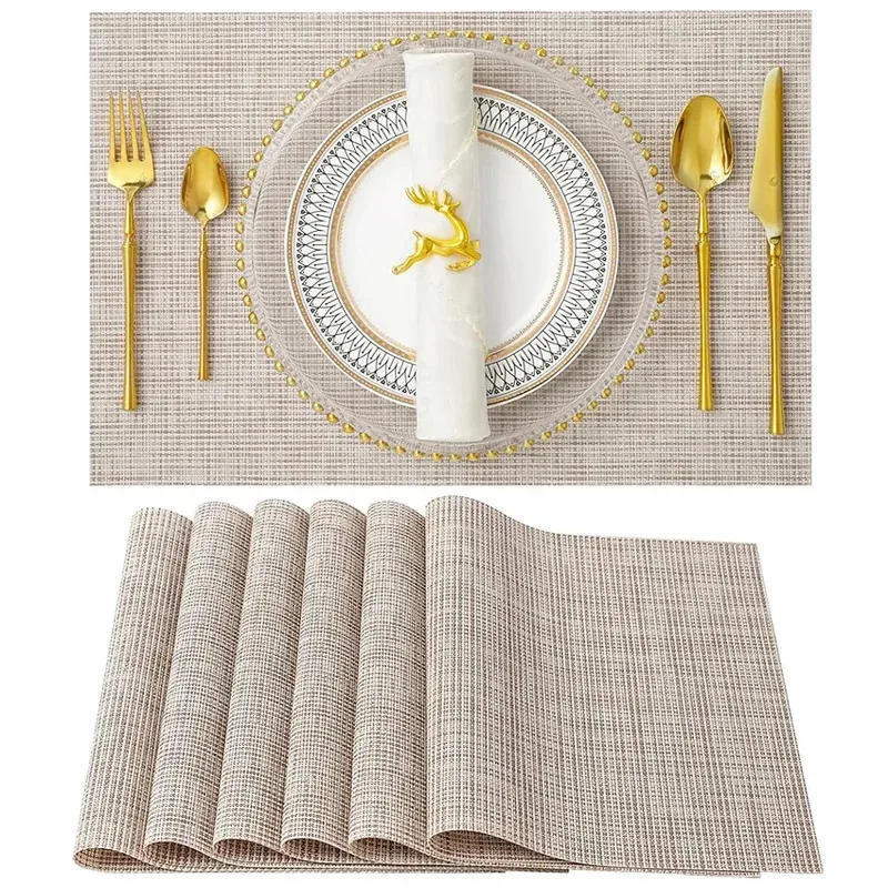 

Bamboo Weaving Placemats & Coasters Set (4/6/8-Piece)- Waterproof Table Mats for Dining, Cup Pads for Coffee, Natural Home Decor