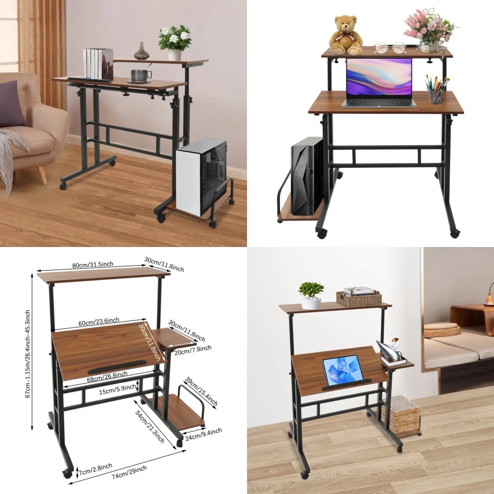 

Computer DesksFoldable Modern Computer Desk with Adjustable Height Multi Functional Space Saving Design for Home Office Use