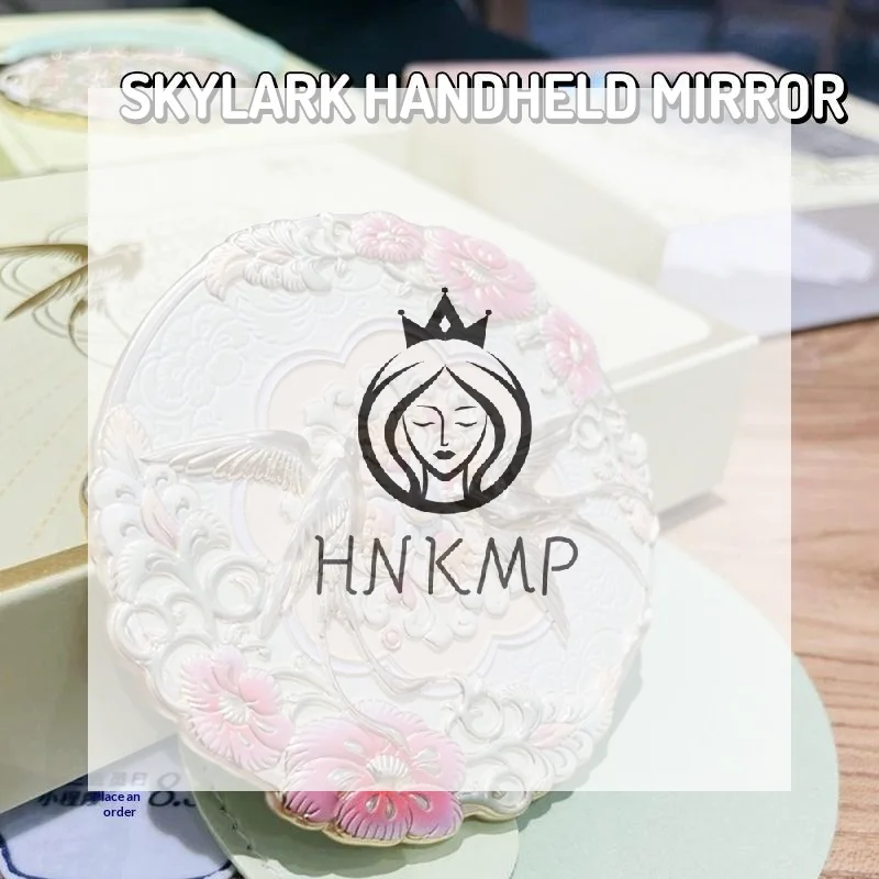Portable Makeup Mirror 1Pcs Metal Bird Emboss Flower Pattern Cosmetic Mirror for Purse Pocket Bag Use