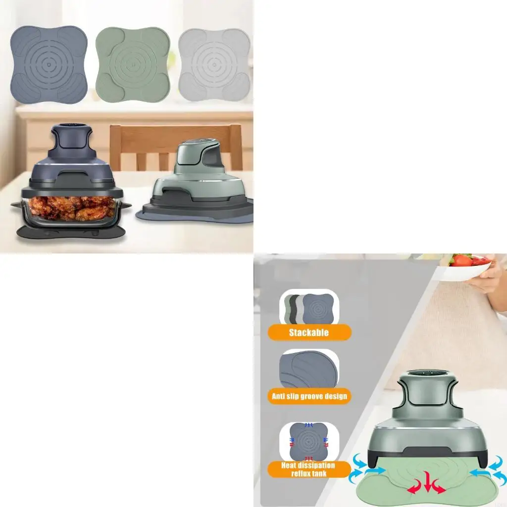   Silicone Heat Resistant Mat For Air Frying Machine Antislip Kitchen Dishwasher Safe