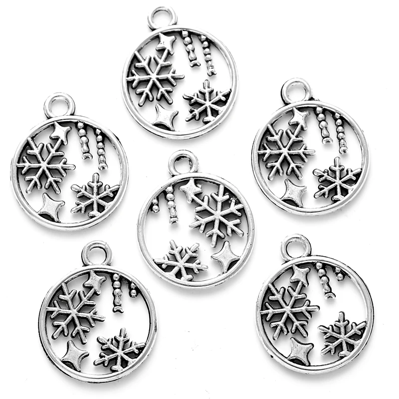 20pcs 4 colors 19*16mm small snowflake Charms for Necklace Beads Pendants DIY Handmade Jewelry Making accessories L516