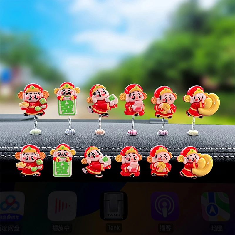 

6-Piece Tiny Prosperity God Auto Decorations Car Console Dashboard Ornaments Amusing Garnishments Special Occasion Gifts