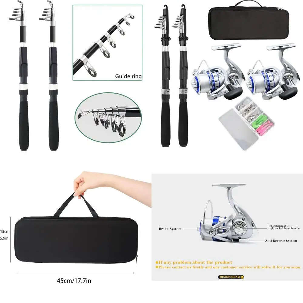 

Складной спиннинговый комплект 2,1 м с 2 приманками и сумкой, идеально подходит для рыбалки в соленой и пресной воде