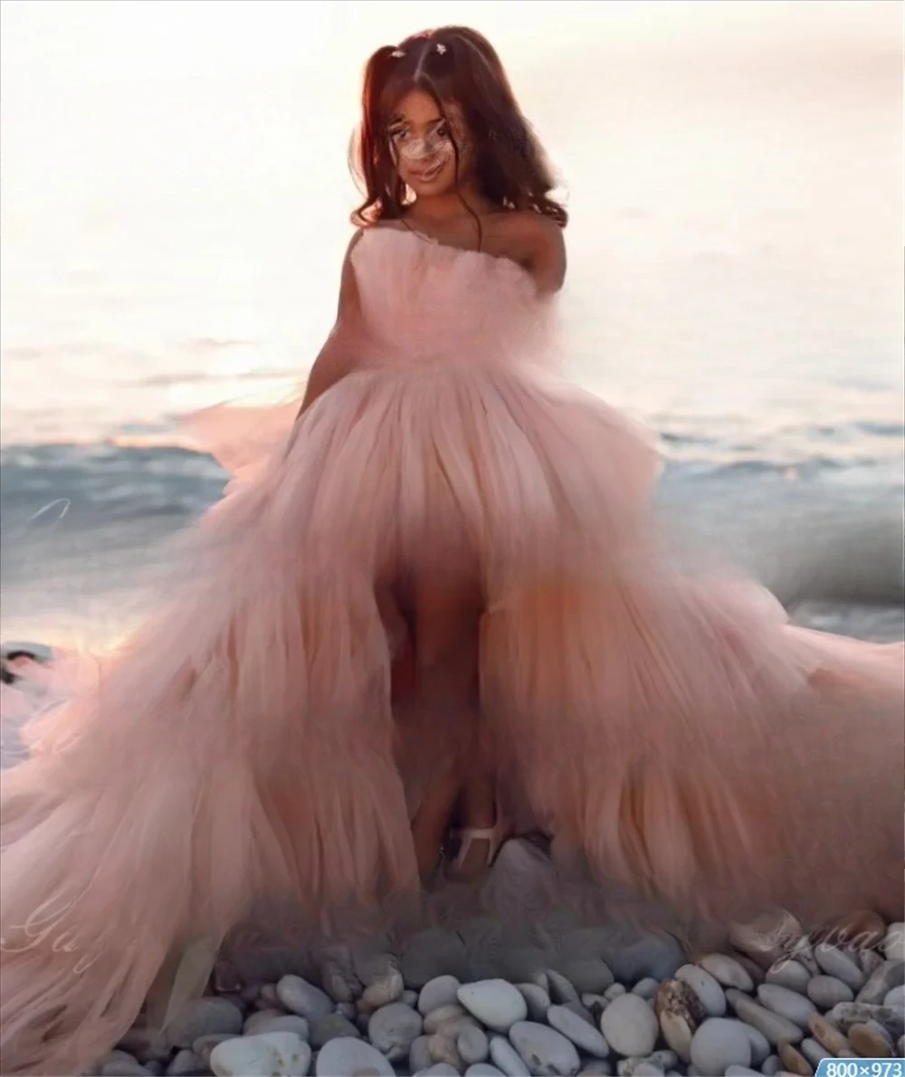 Pink Beach Wedding Flower Girl Dresses Kids Party Girls Dress Birthday Gowns Photoshoot for Girls
